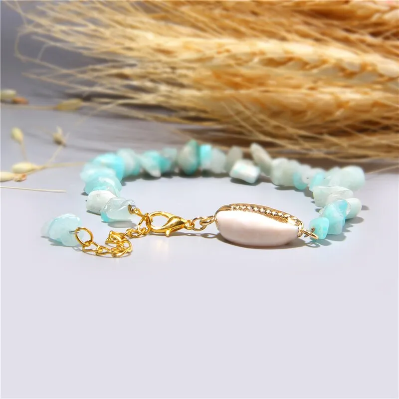 Shell Tassel Coral Amethyst Bracelets  Crystal Pearls Beaded  Earrings and  Necklace