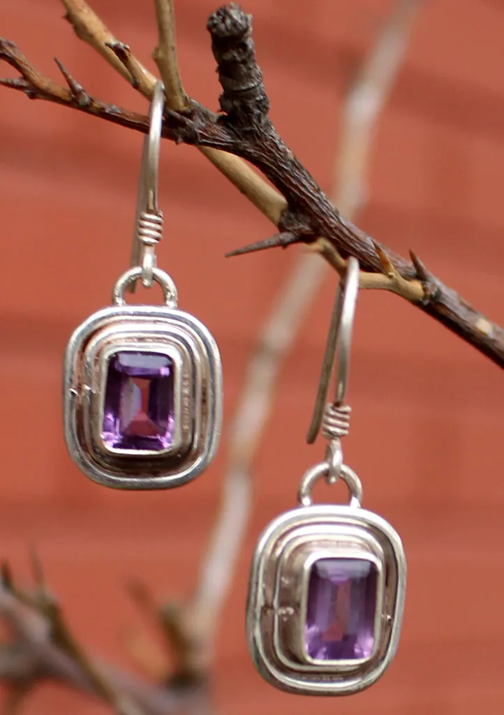 Silver Amethyst Single Drop Earrings