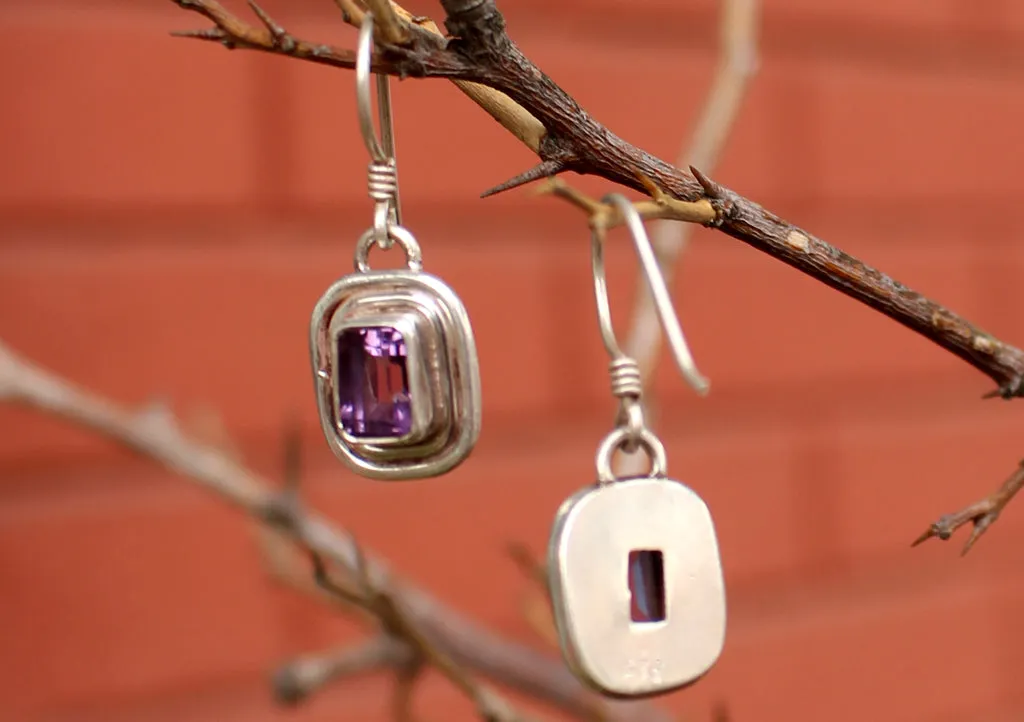 Silver Amethyst Single Drop Earrings