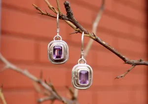 Silver Amethyst Single Drop Earrings