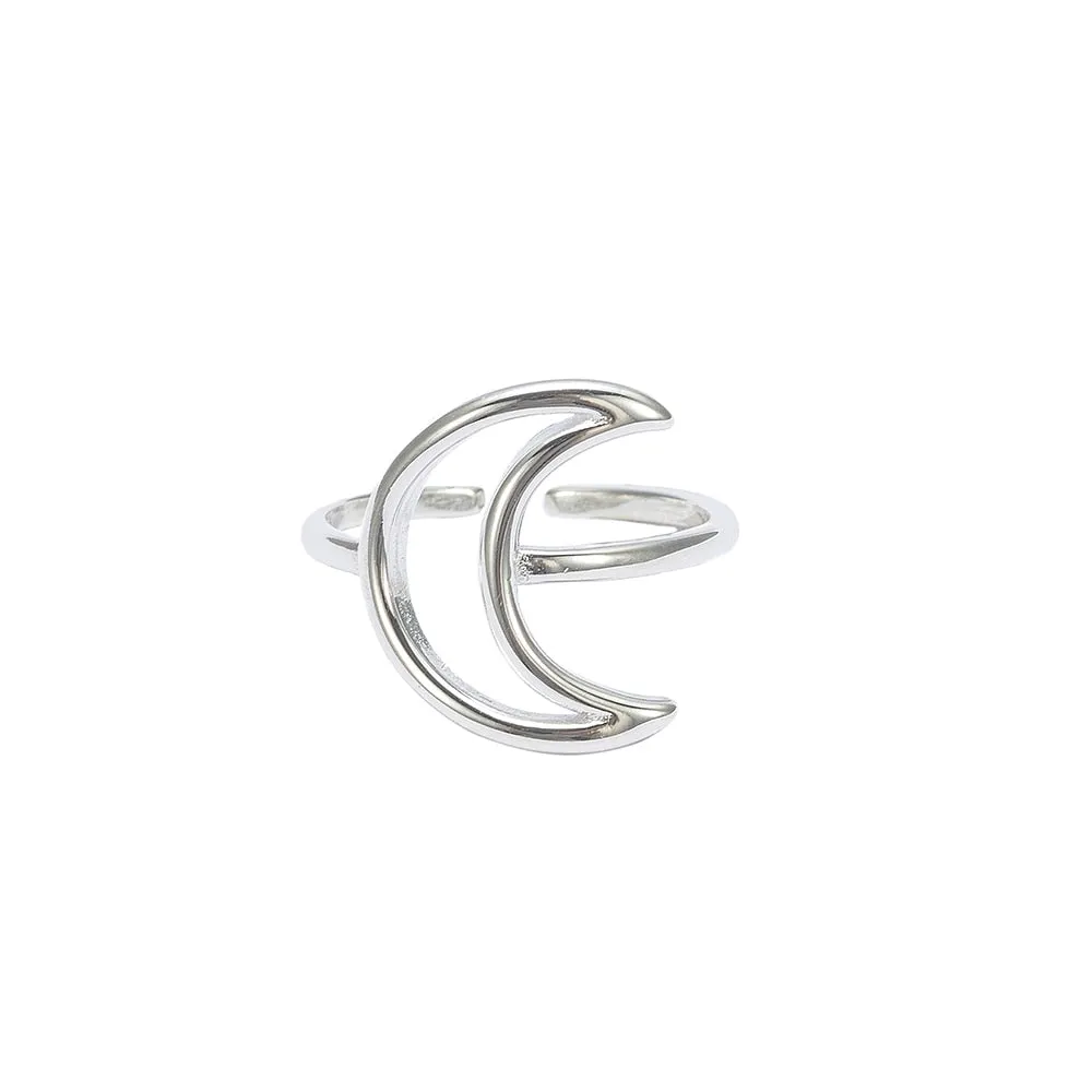 Silver Cresent Adjustable Ring