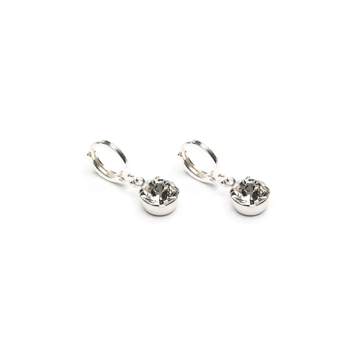 Silver Crystal Leverback Earrings