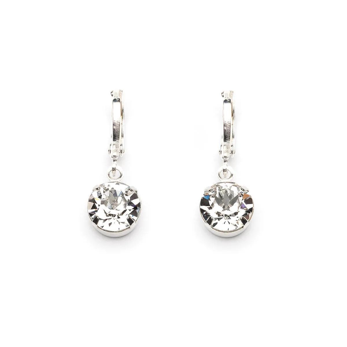 Silver Crystal Leverback Earrings