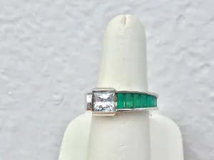 Silver Green Onyx And Cubic Zirconia Ring By John Kennedy