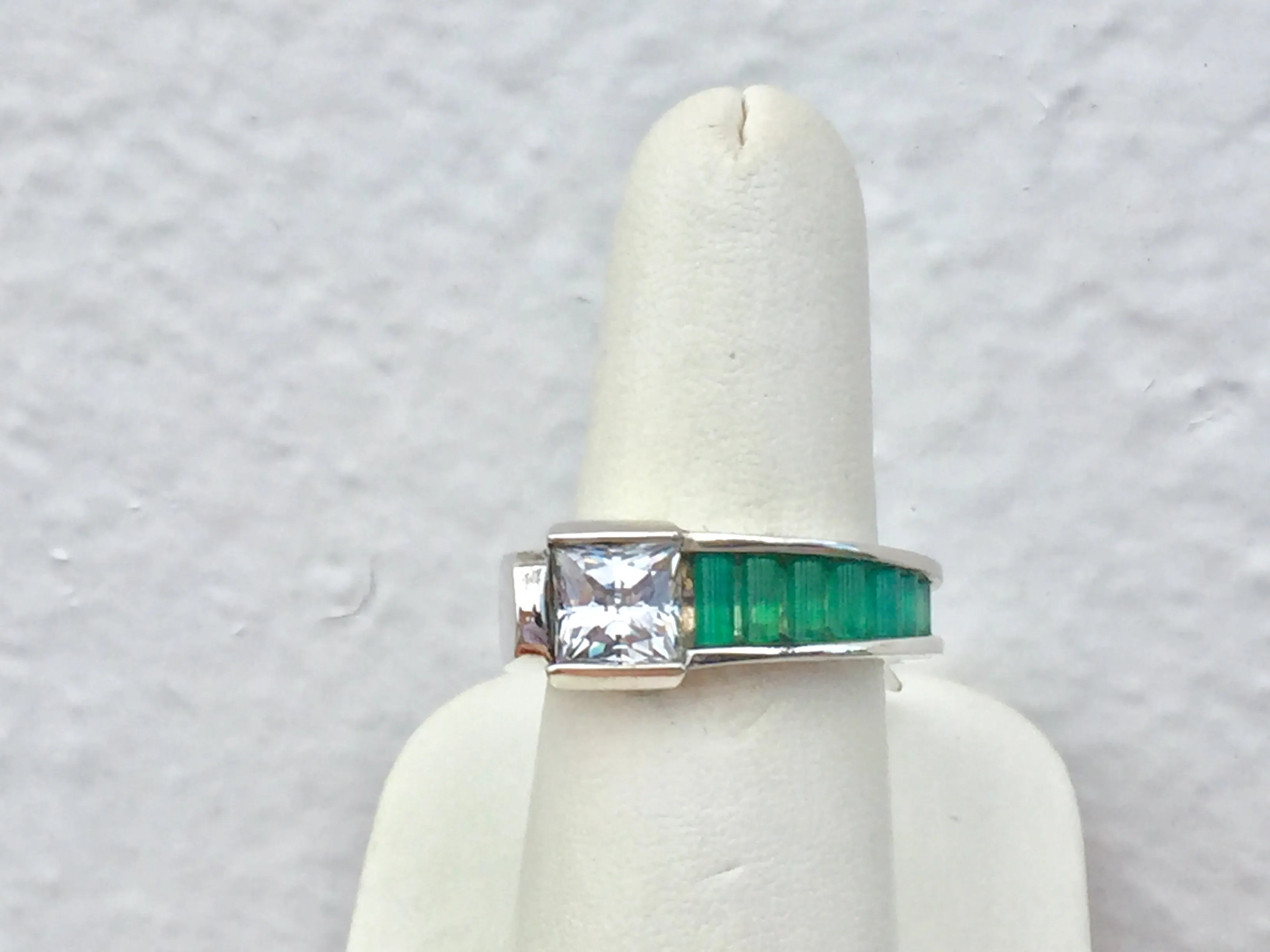 Silver Green Onyx And Cubic Zirconia Ring By John Kennedy