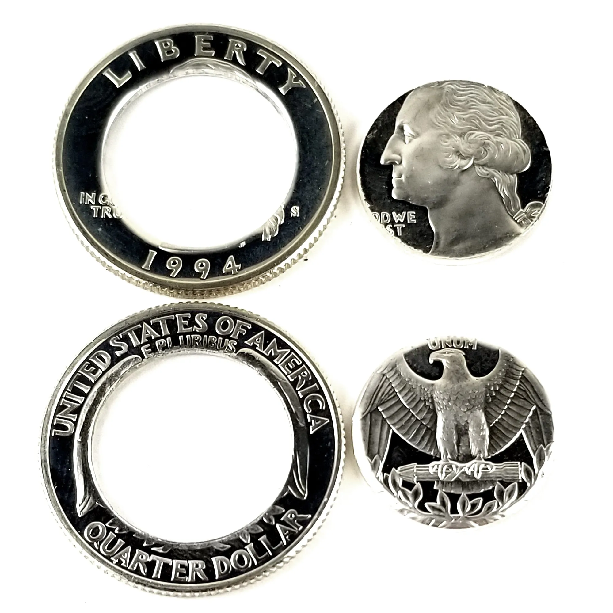 Silver Washington Quarter Eagle Large Punch Out Stacking Ring