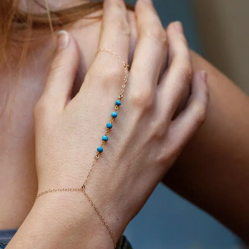 Simple turquoise beaded women's bracelet