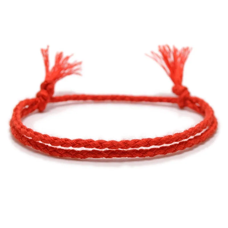 Simple Woven Cotton Rope String Bracelet Pray Yoga Handmade Pure Color Chic Tassel Bracelet for Men Women