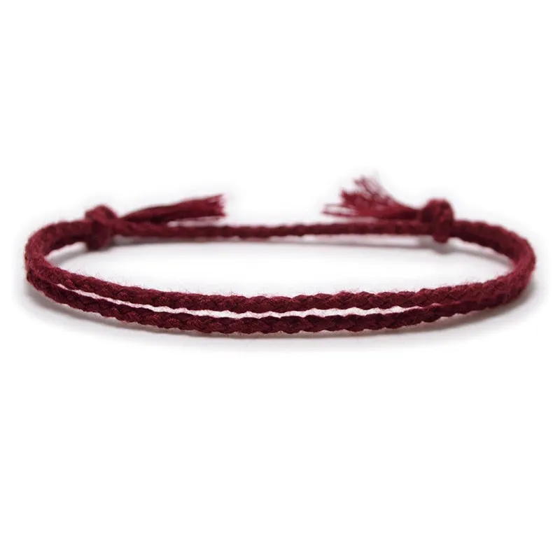 Simple Woven Cotton Rope String Bracelet Pray Yoga Handmade Pure Color Chic Tassel Bracelet for Men Women