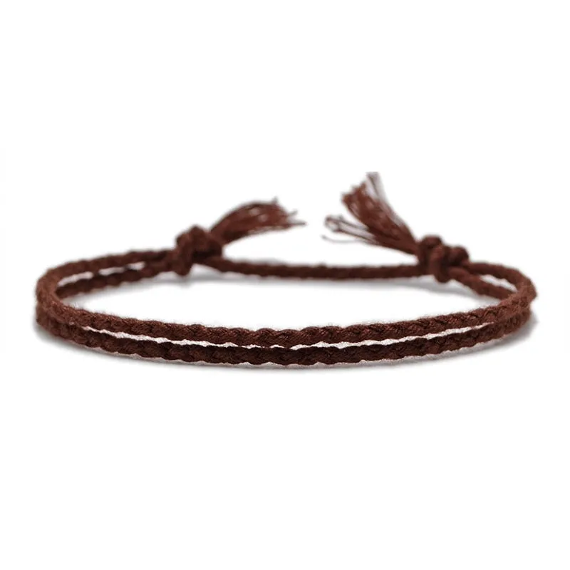 Simple Woven Cotton Rope String Bracelet Pray Yoga Handmade Pure Color Chic Tassel Bracelet for Men Women