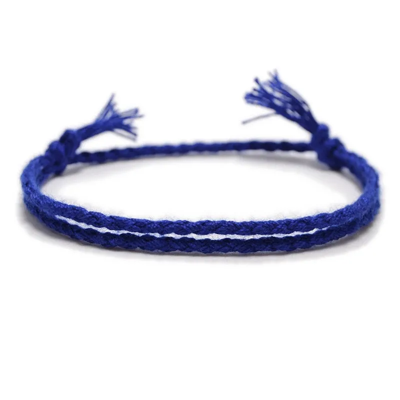 Simple Woven Cotton Rope String Bracelet Pray Yoga Handmade Pure Color Chic Tassel Bracelet for Men Women