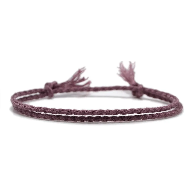 Simple Woven Cotton Rope String Bracelet Pray Yoga Handmade Pure Color Chic Tassel Bracelet for Men Women