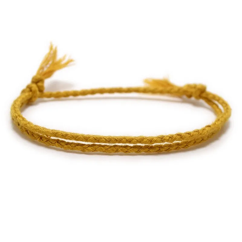 Simple Woven Cotton Rope String Bracelet Pray Yoga Handmade Pure Color Chic Tassel Bracelet for Men Women