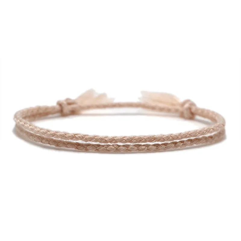 Simple Woven Cotton Rope String Bracelet Pray Yoga Handmade Pure Color Chic Tassel Bracelet for Men Women