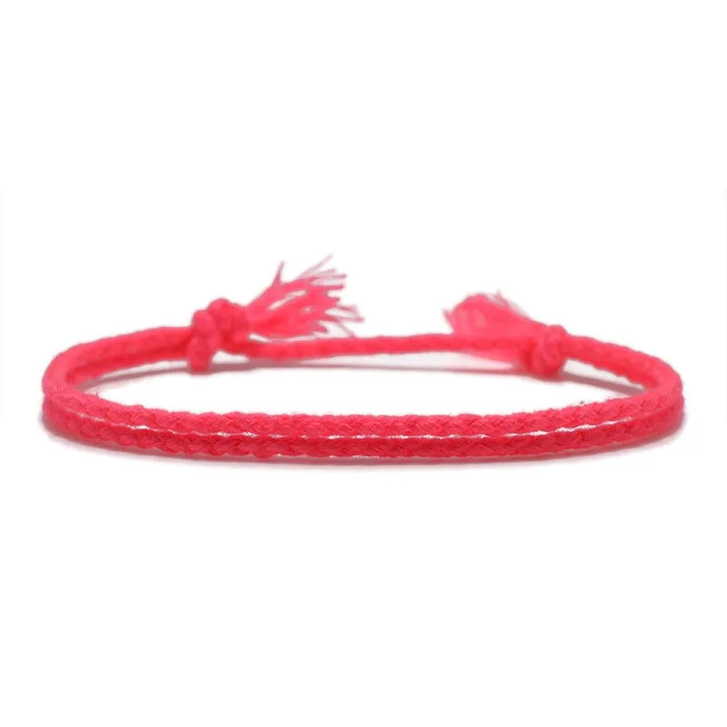 Simple Woven Cotton Rope String Bracelet Pray Yoga Handmade Pure Color Chic Tassel Bracelet for Men Women