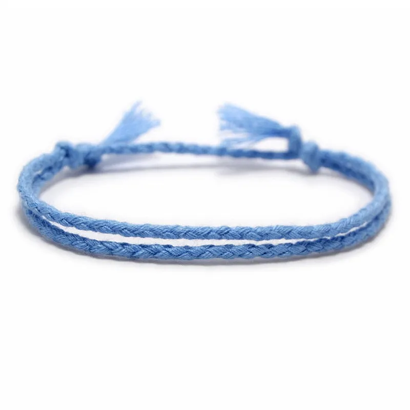 Simple Woven Cotton Rope String Bracelet Pray Yoga Handmade Pure Color Chic Tassel Bracelet for Men Women