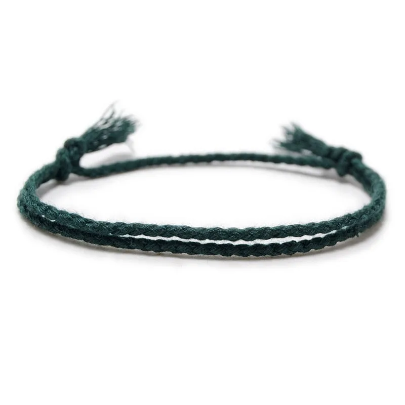 Simple Woven Cotton Rope String Bracelet Pray Yoga Handmade Pure Color Chic Tassel Bracelet for Men Women