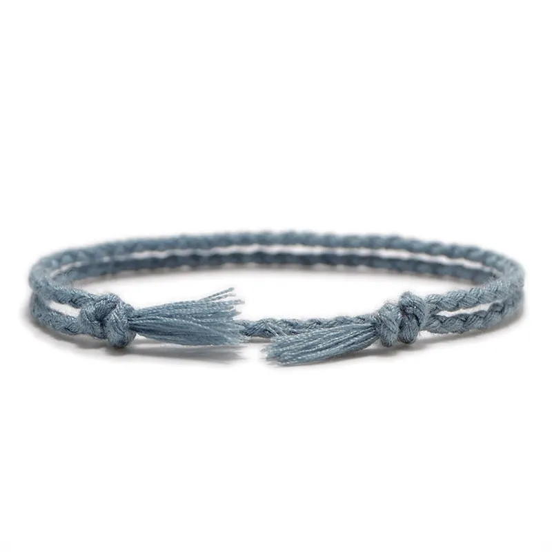 Simple Woven Cotton Rope String Bracelet Pray Yoga Handmade Pure Color Chic Tassel Bracelet for Men Women