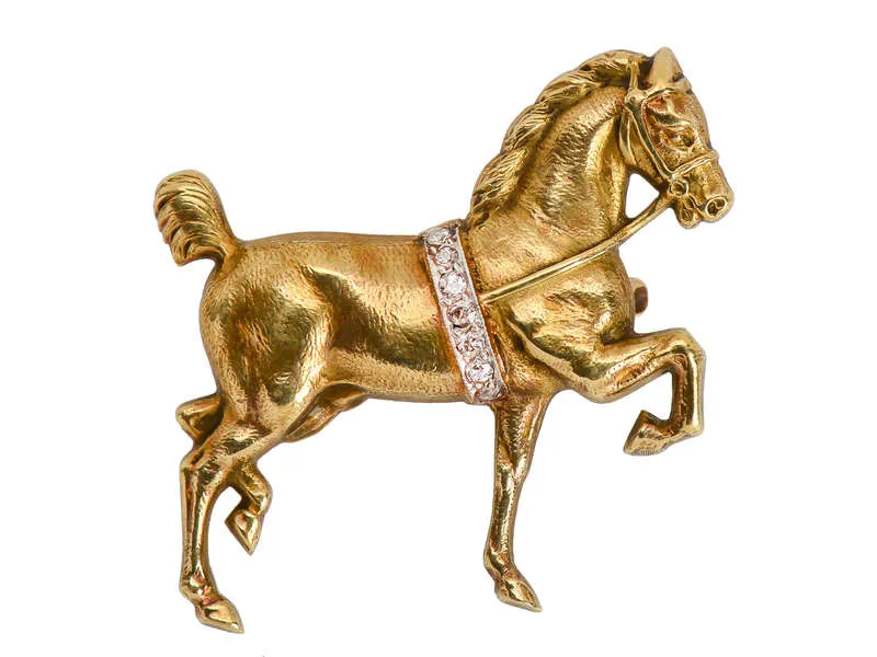 Sloan & Co. Gold & Diamond Horse Brooch