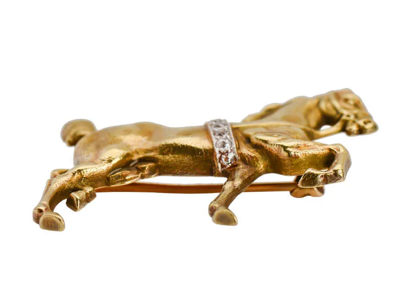 Sloan & Co. Gold & Diamond Horse Brooch