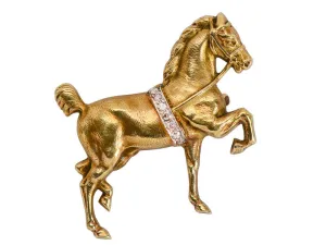 Sloan & Co. Gold & Diamond Horse Brooch