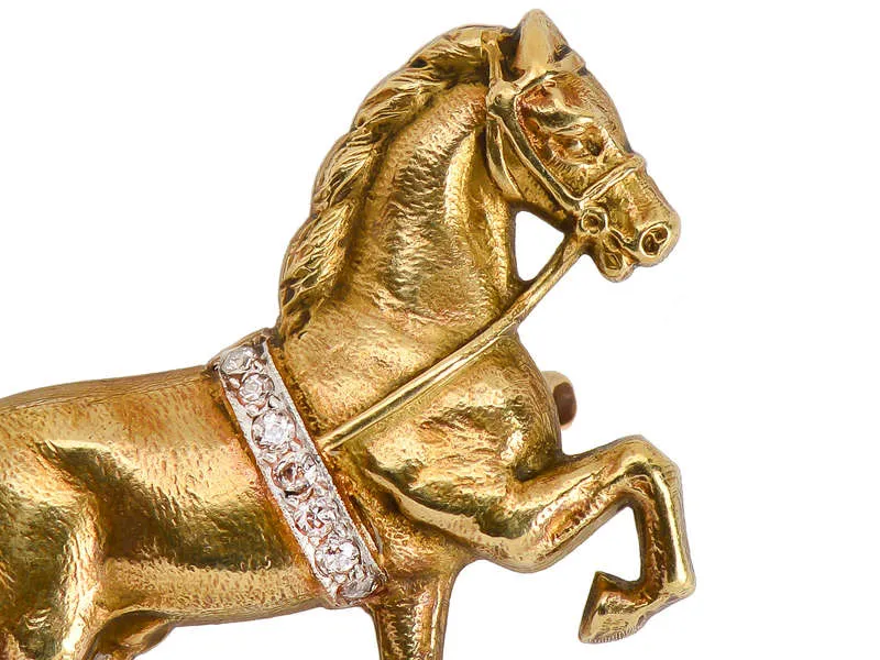 Sloan & Co. Gold & Diamond Horse Brooch