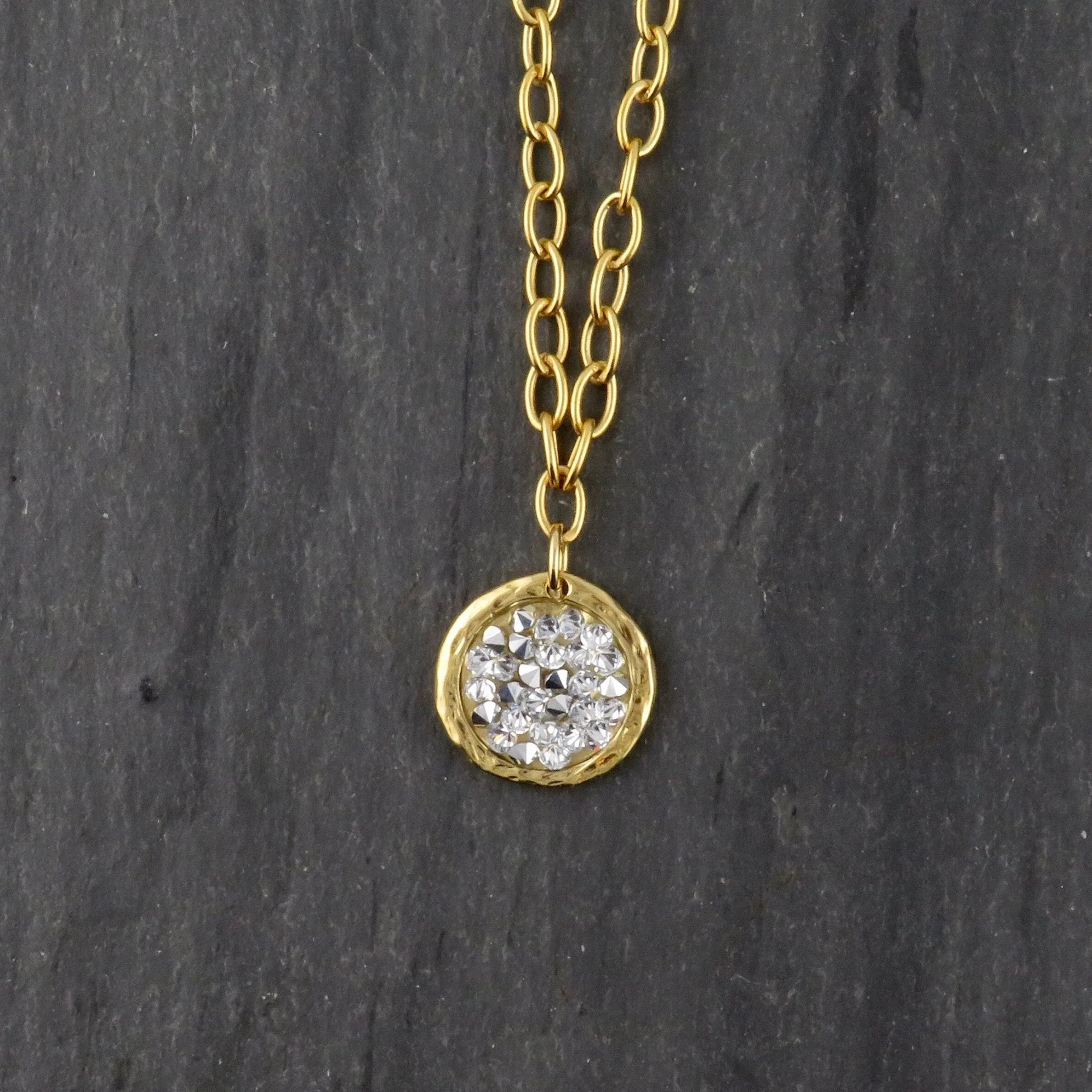 Sparkly Bright Crystal Disc Necklace - Small