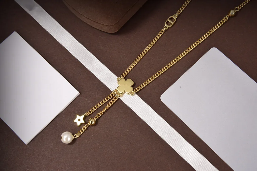 STAR AND BALL GOLD DIAMOND NECKLACE