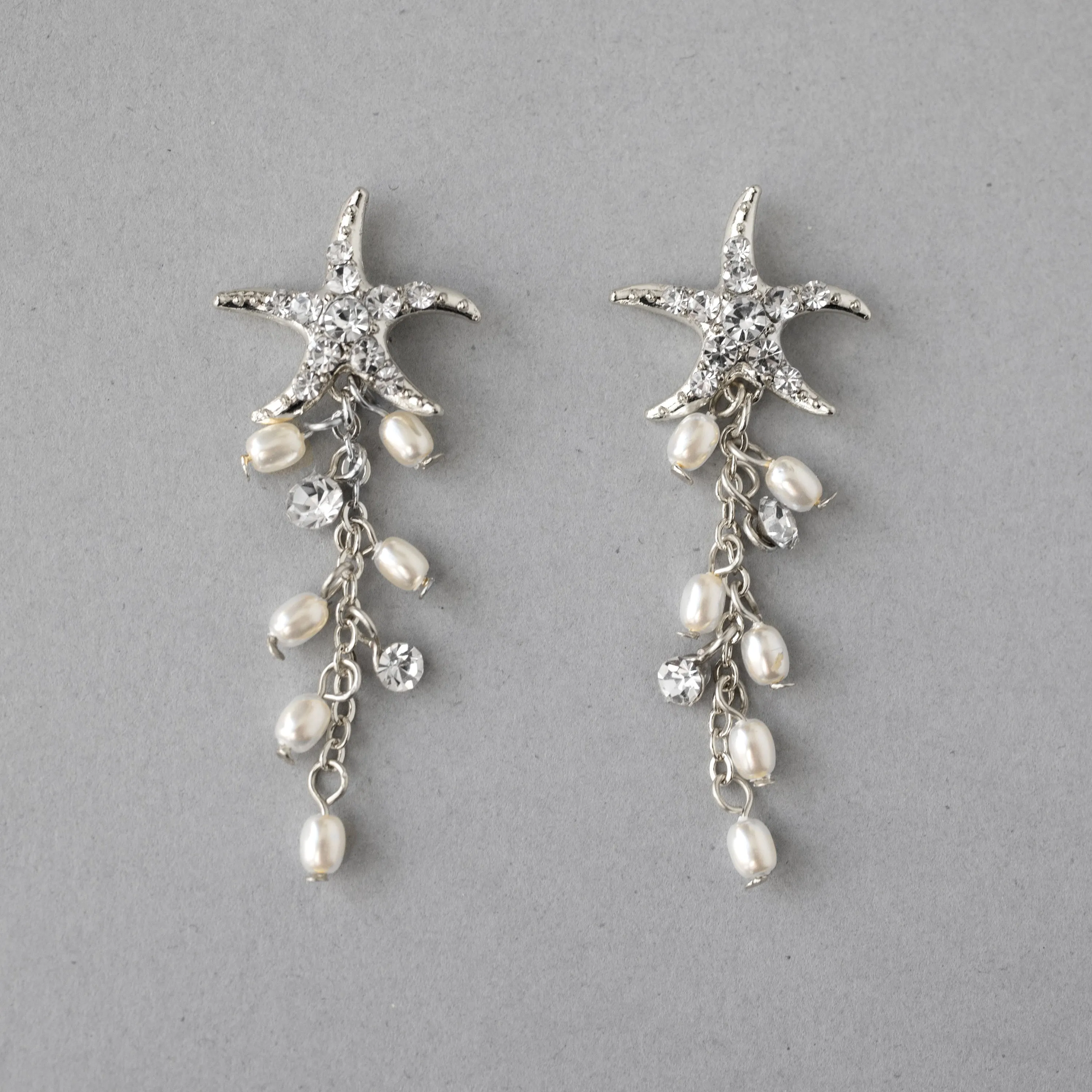 Starfish Dangle Earrings with Pearls