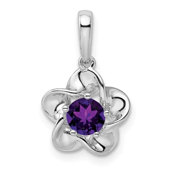 Sterling Silver Amethyst Flower Pendant