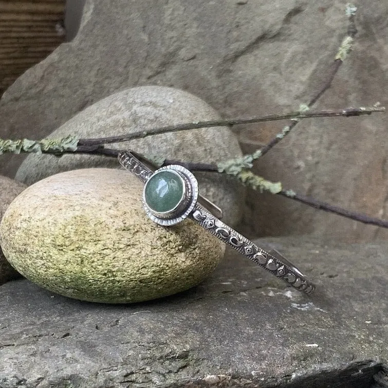 Sterling silver and Green Aventurine stacking bangle