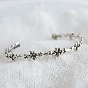 Sterling Silver Dog Bone & Paw Print Cuff Bracelet