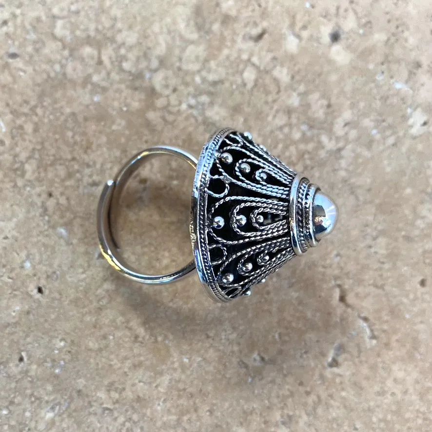 Sterling Silver Filigree Cone Ring - 01