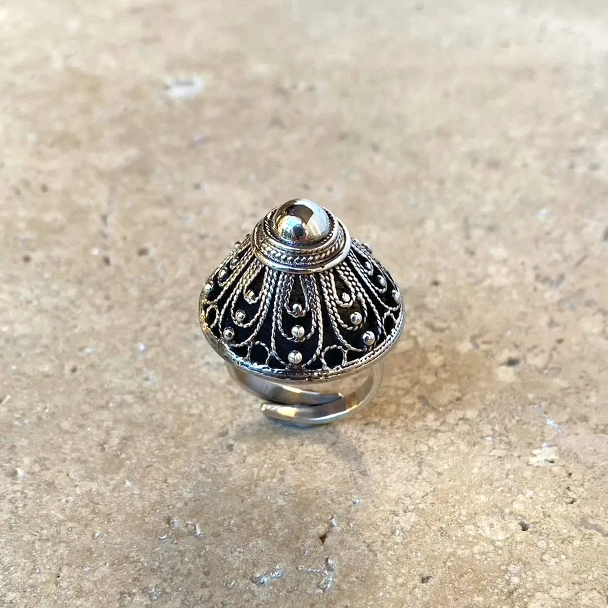 Sterling Silver Filigree Cone Ring - 01