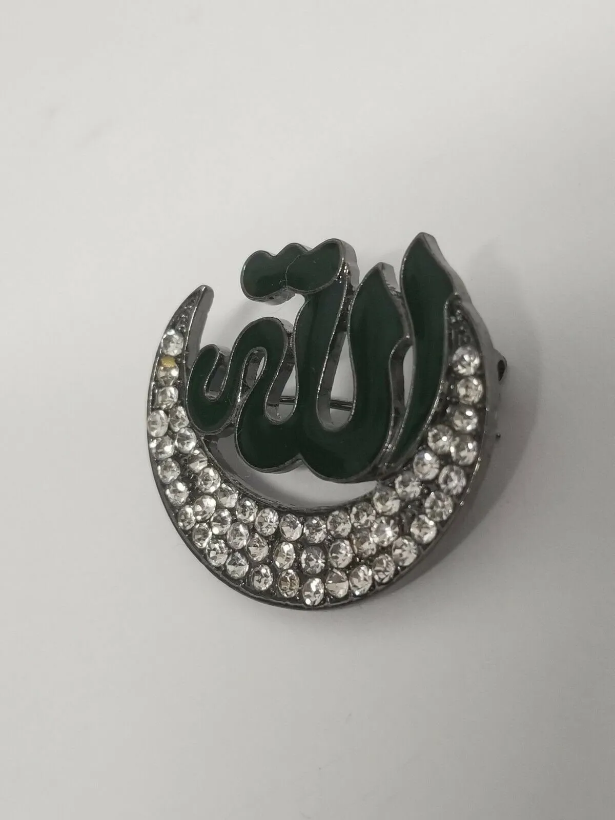 Stunning rhinestones silver plated allah word muslim islamic islam brooch pin ab