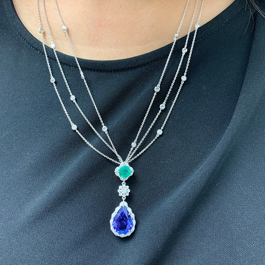 Tanzanite and Emerald Pendant