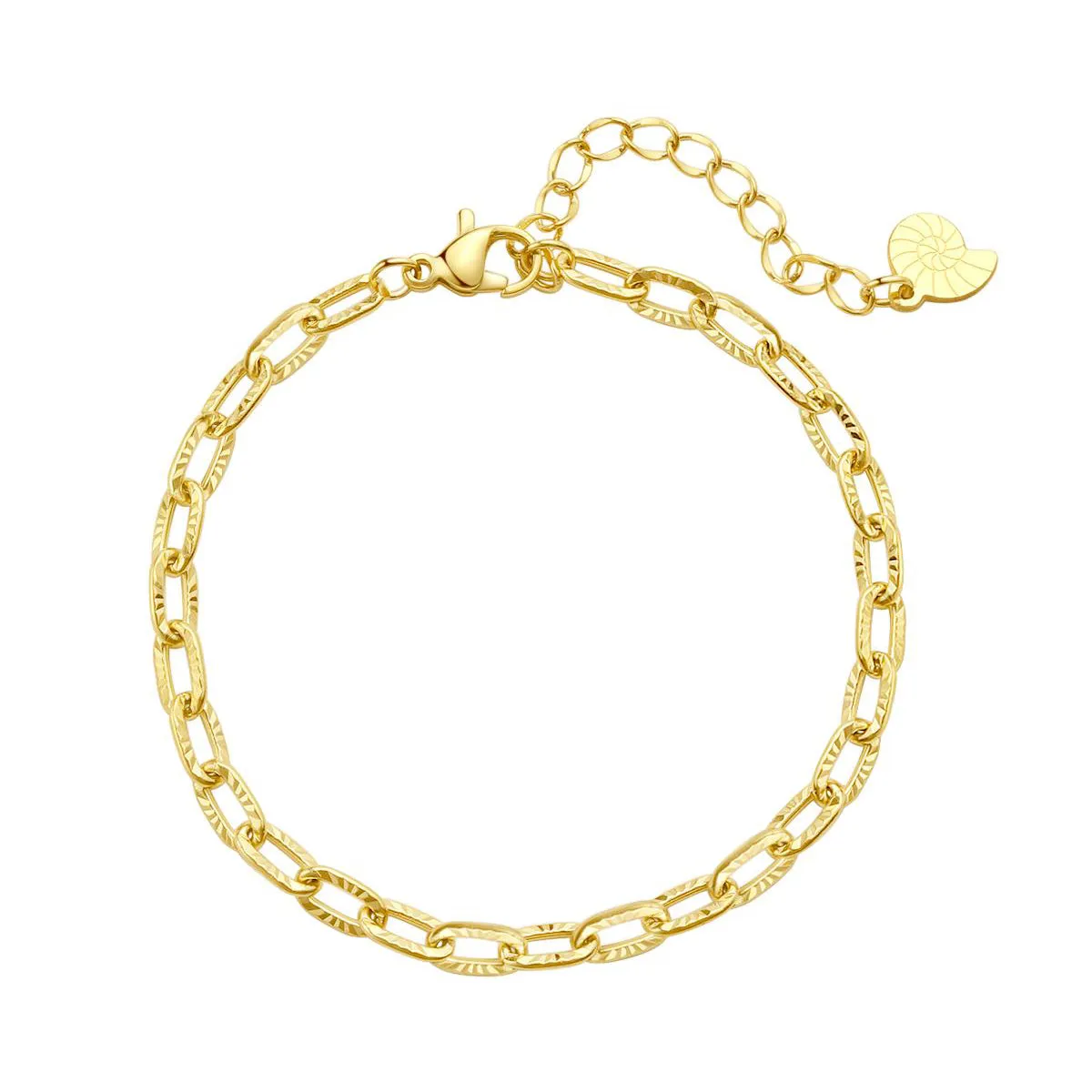 Textured Link Chain Bracelet Gold