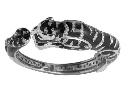 Tigre - Black Enamel with CZ Bangle