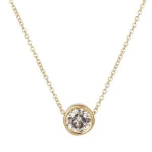 Timeless Solitaire Necklace - 18k/14k Gold   1 ctw Reclaimed Diamond