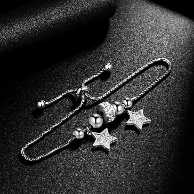 Tokyo Mart Charm Bead Lucky Star Link Bracelets Women Jewelry Stainless Steel