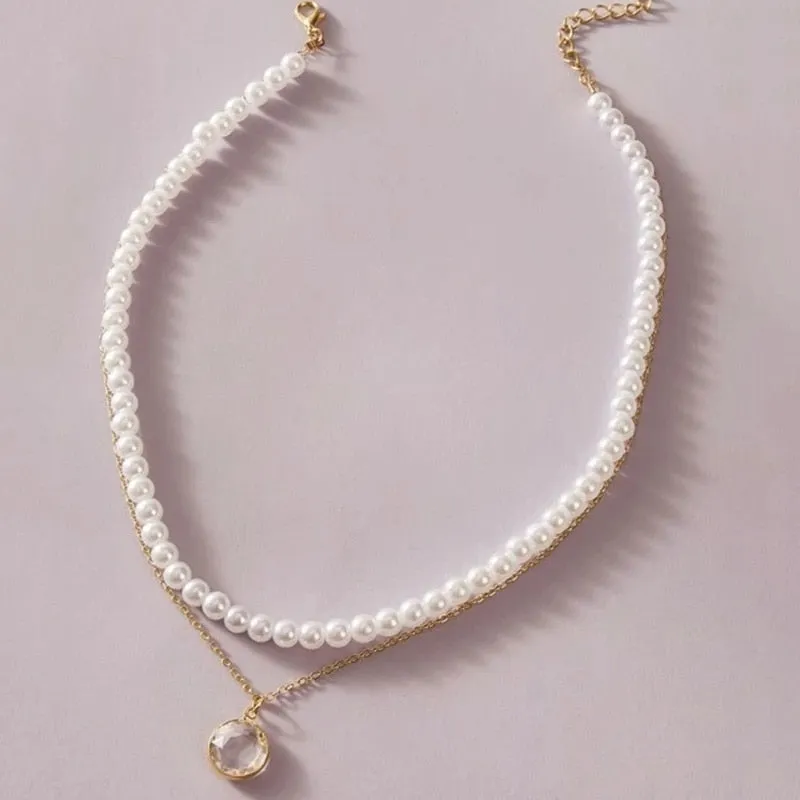 Trend Jewelry Wedding Big Pearl Necklace For Women Fashion White Imitation Pearl Choker