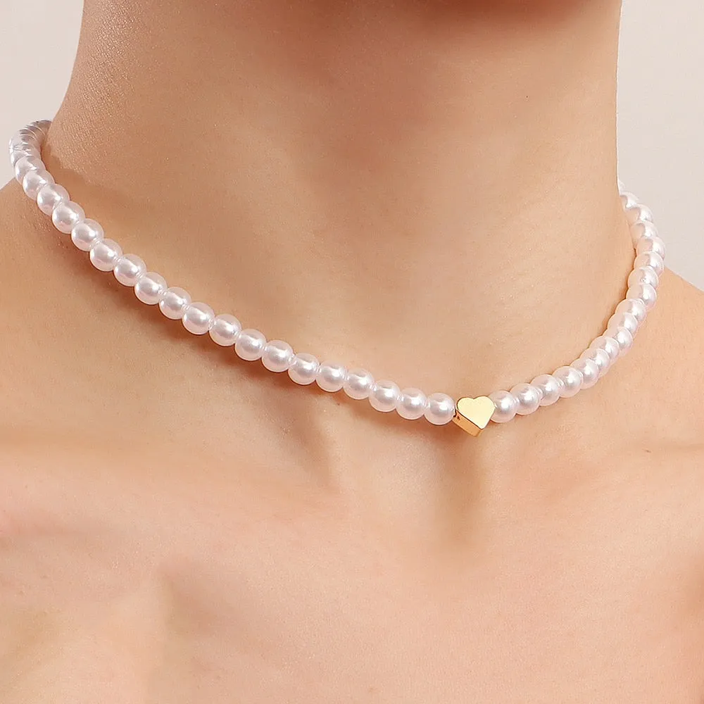 Trend Jewelry Wedding Big Pearl Necklace For Women Fashion White Imitation Pearl Choker