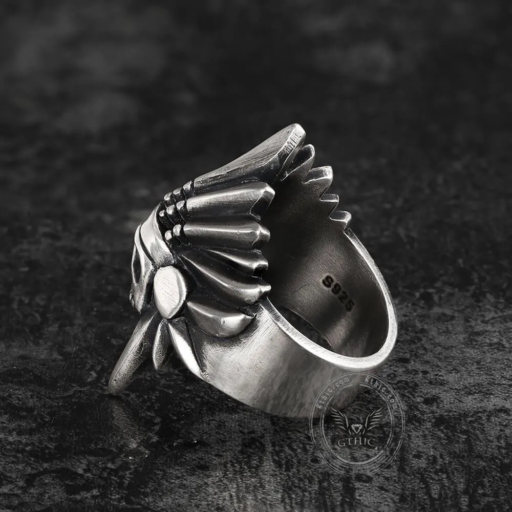 Tribal Chief Sterling Silver Skull Ring