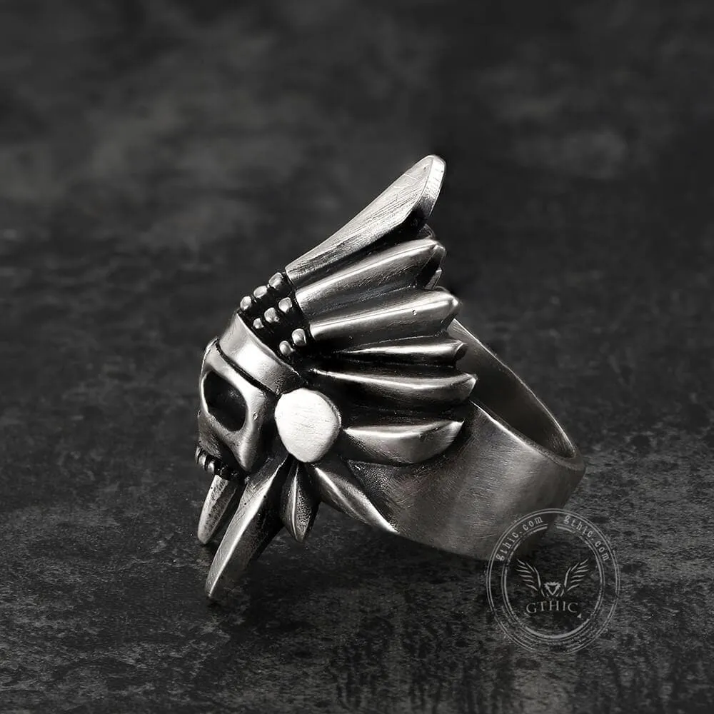 Tribal Chief Sterling Silver Skull Ring