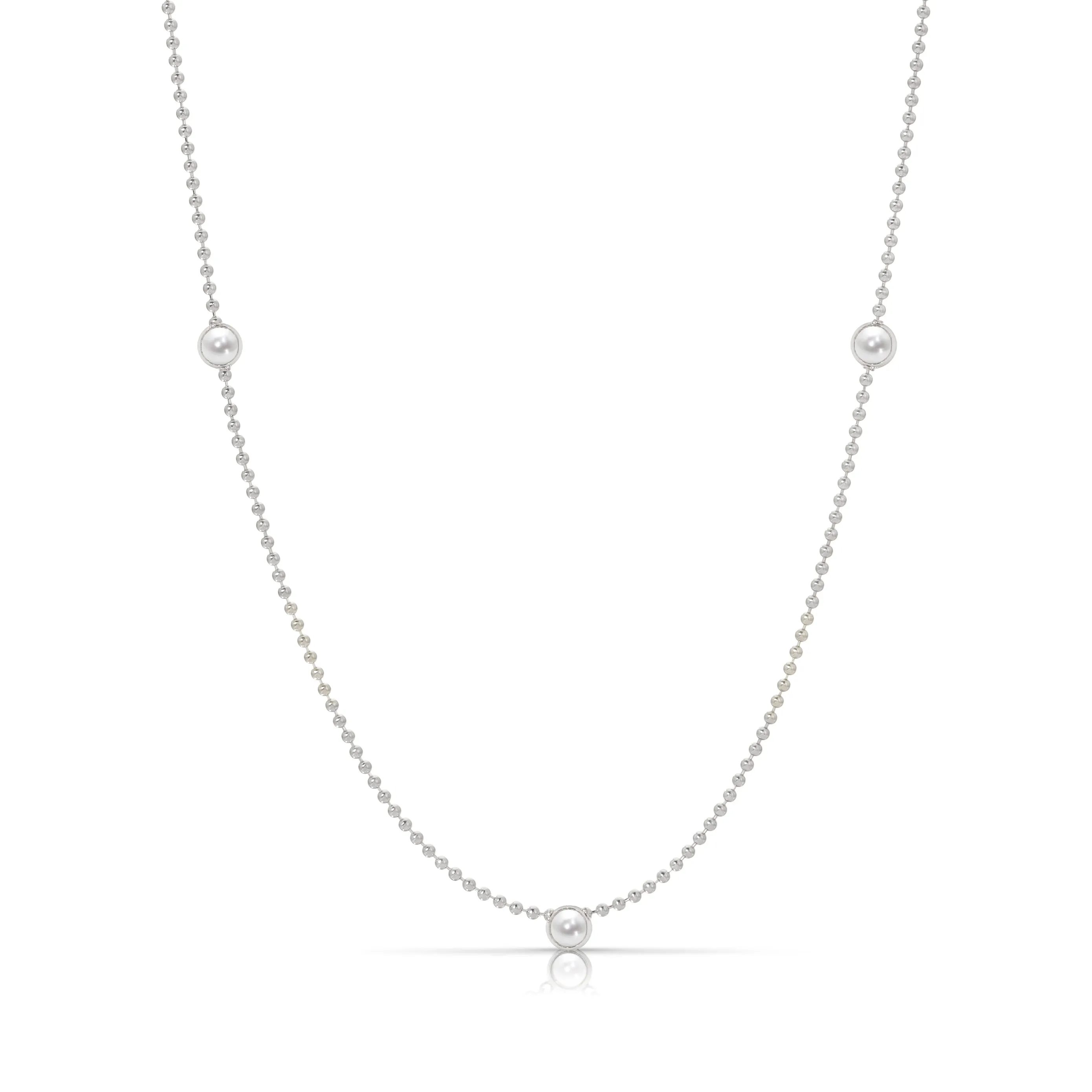 Triple Birthstone Layering Necklace - White Gold