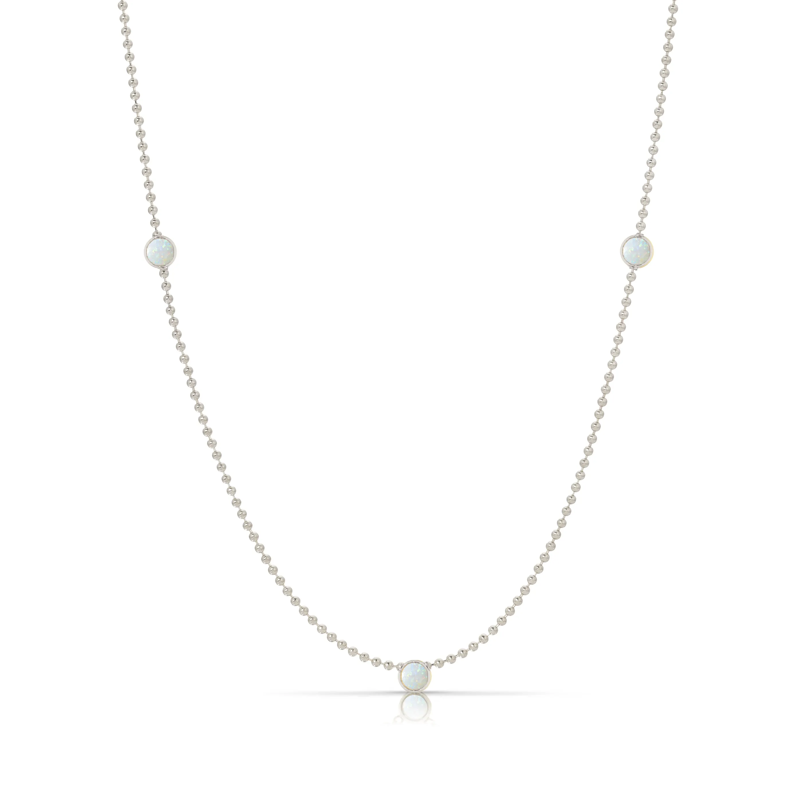 Triple Birthstone Layering Necklace - White Gold