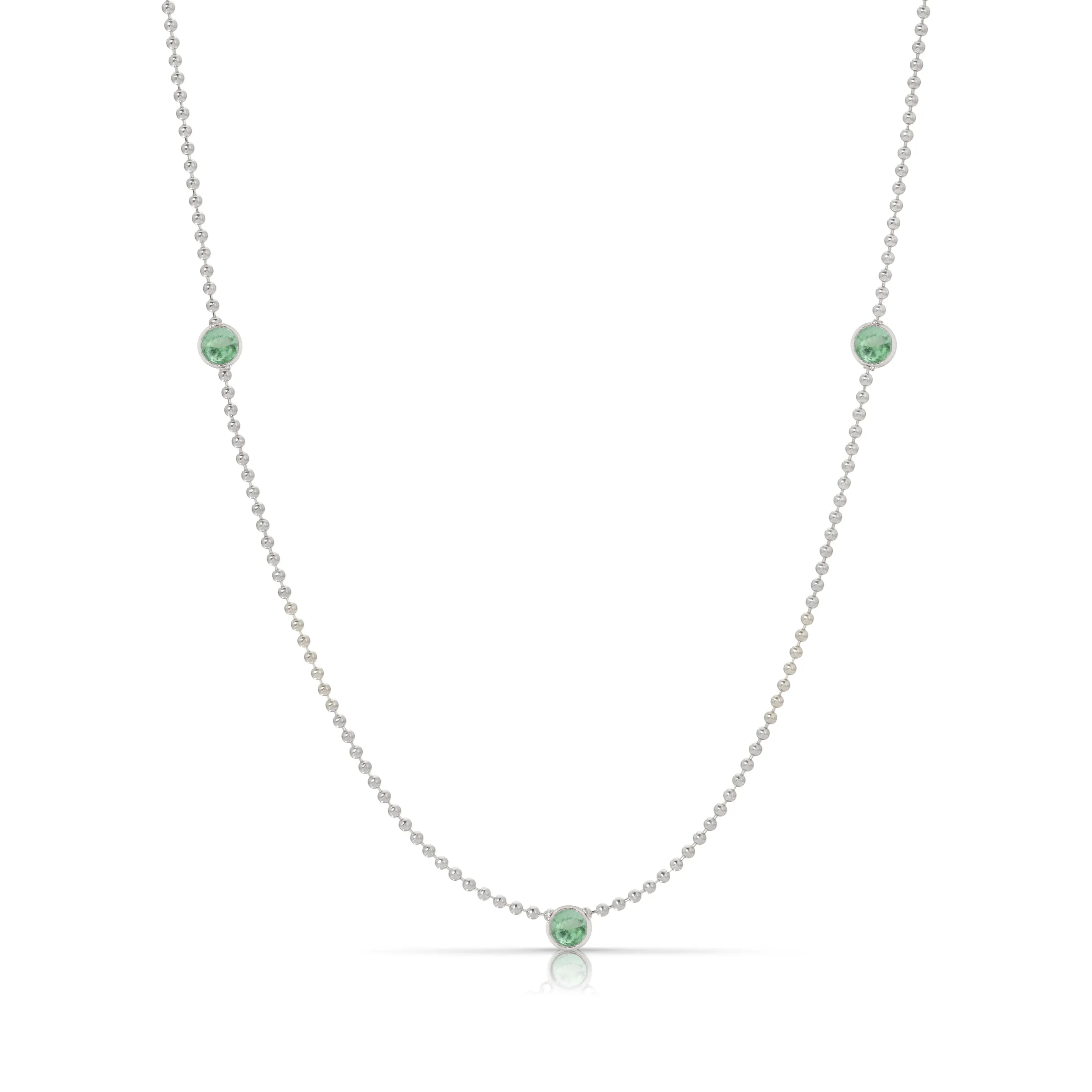 Triple Birthstone Layering Necklace - White Gold