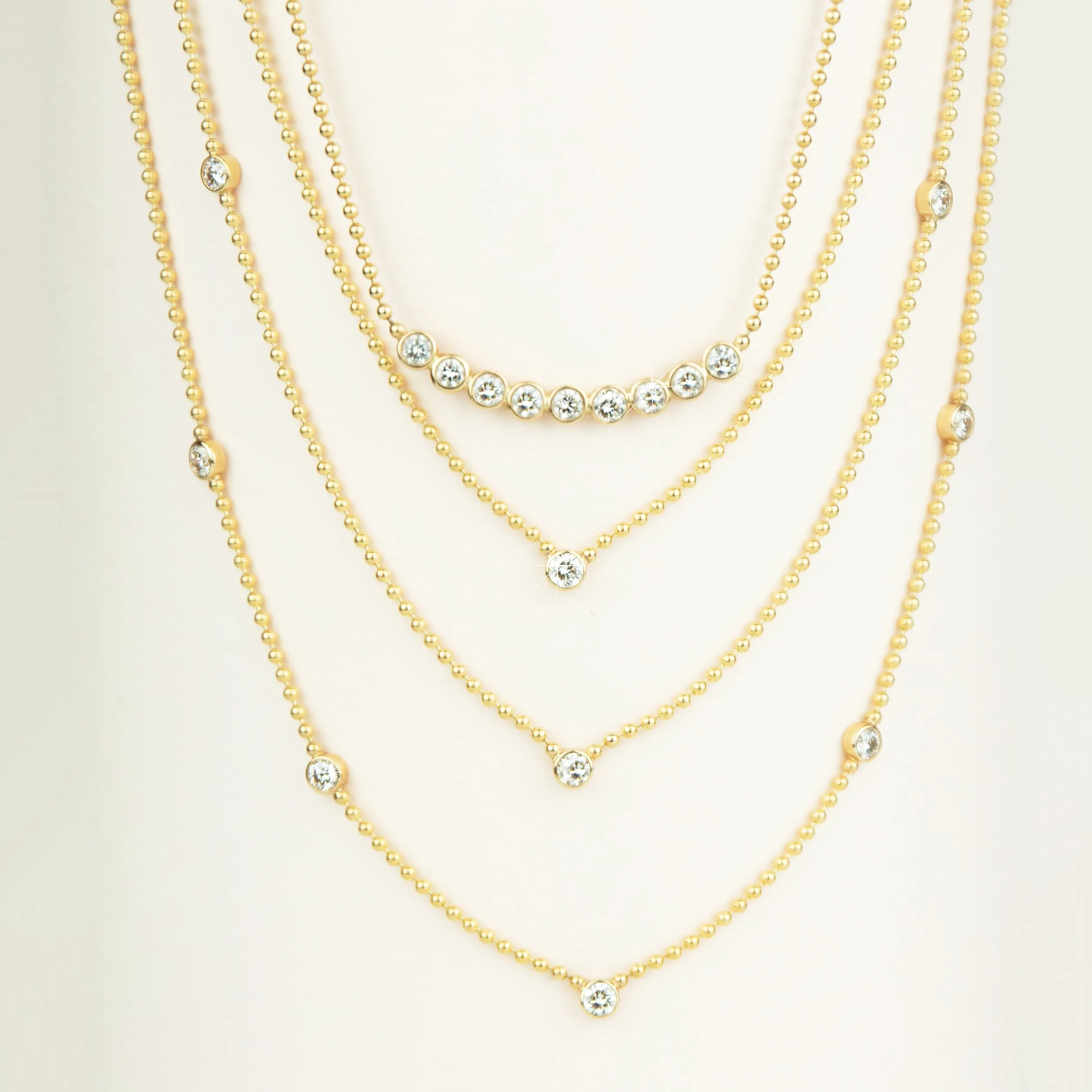 Triple Birthstone Layering Necklace - White Gold