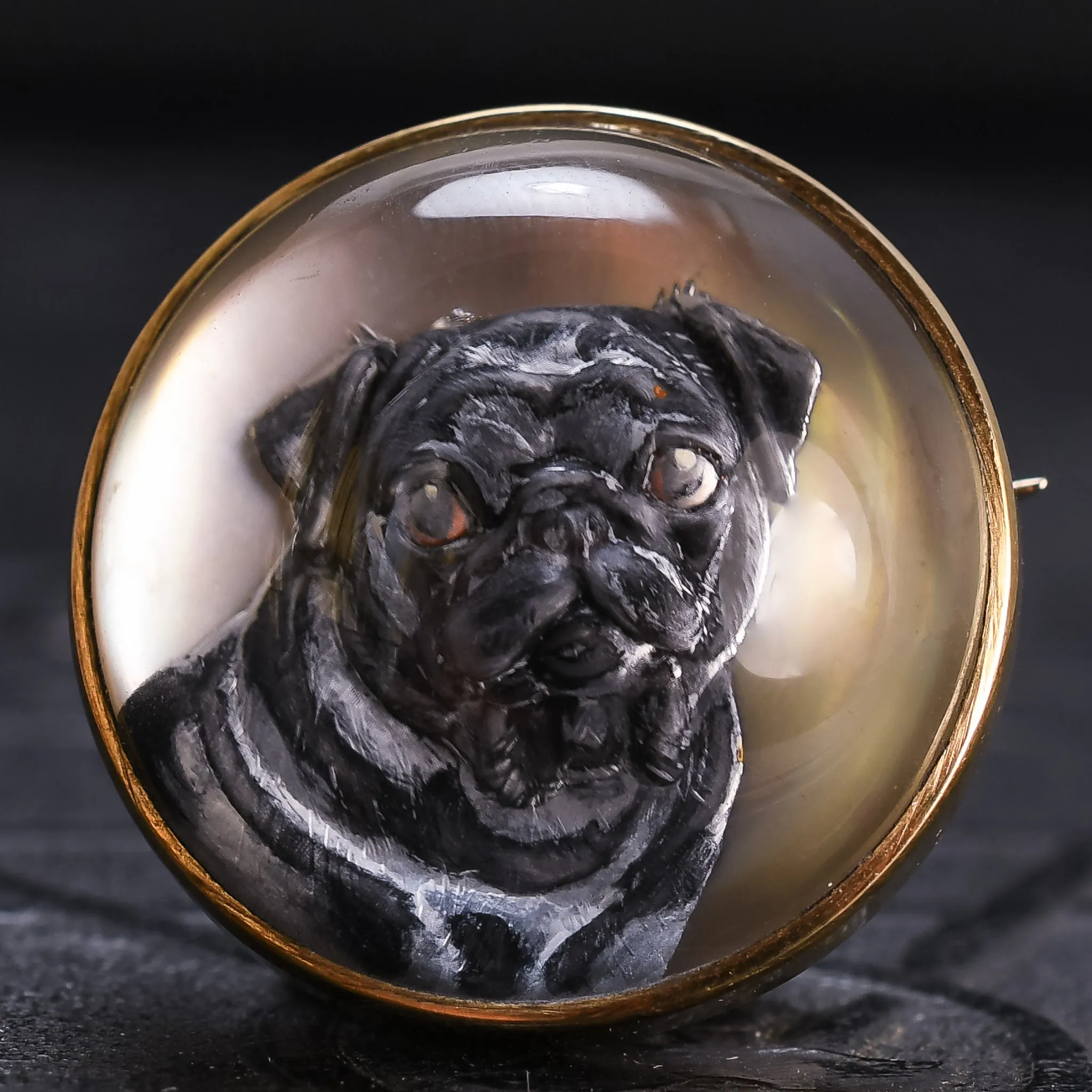 Victorian Essex Crystal Pug Brooch