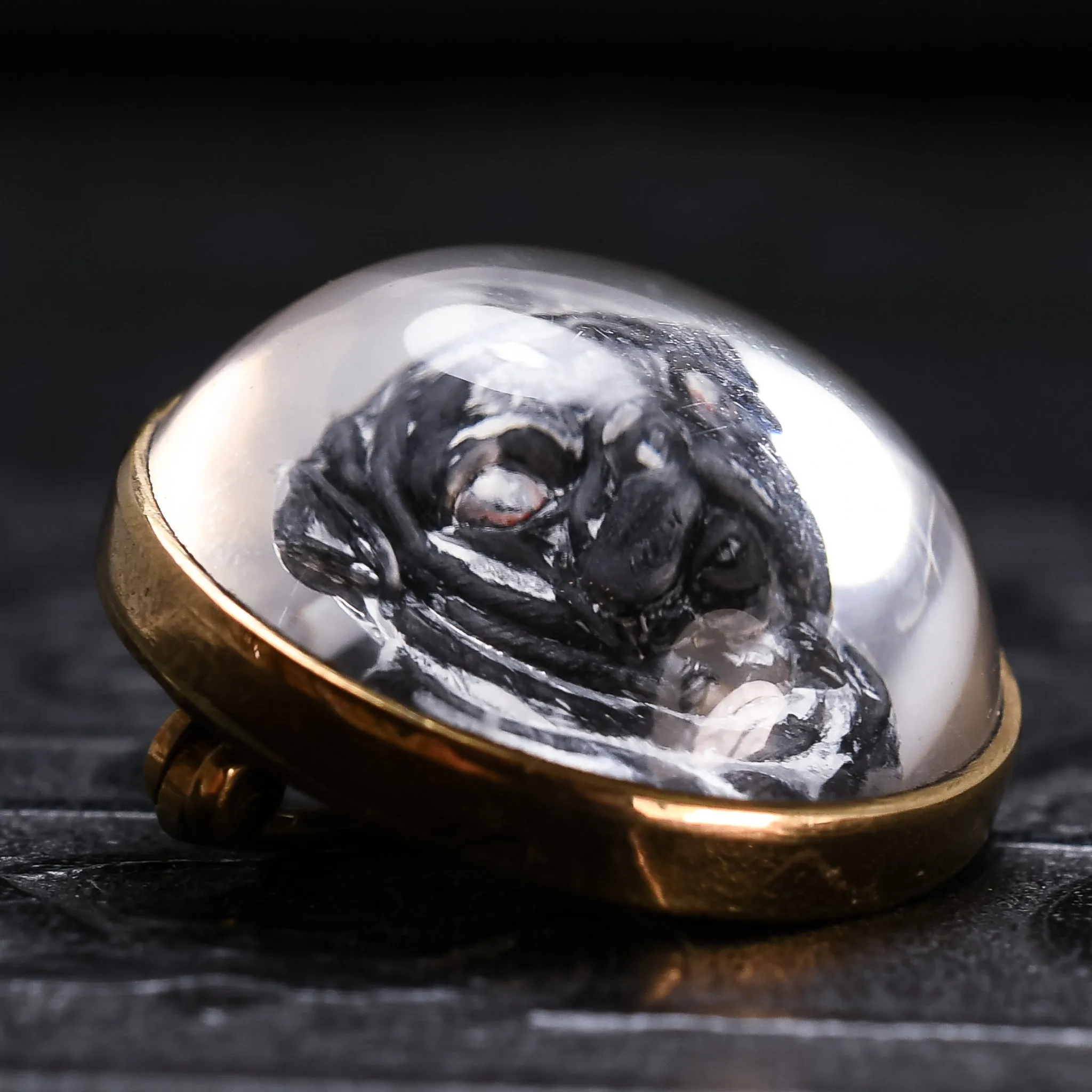 Victorian Essex Crystal Pug Brooch